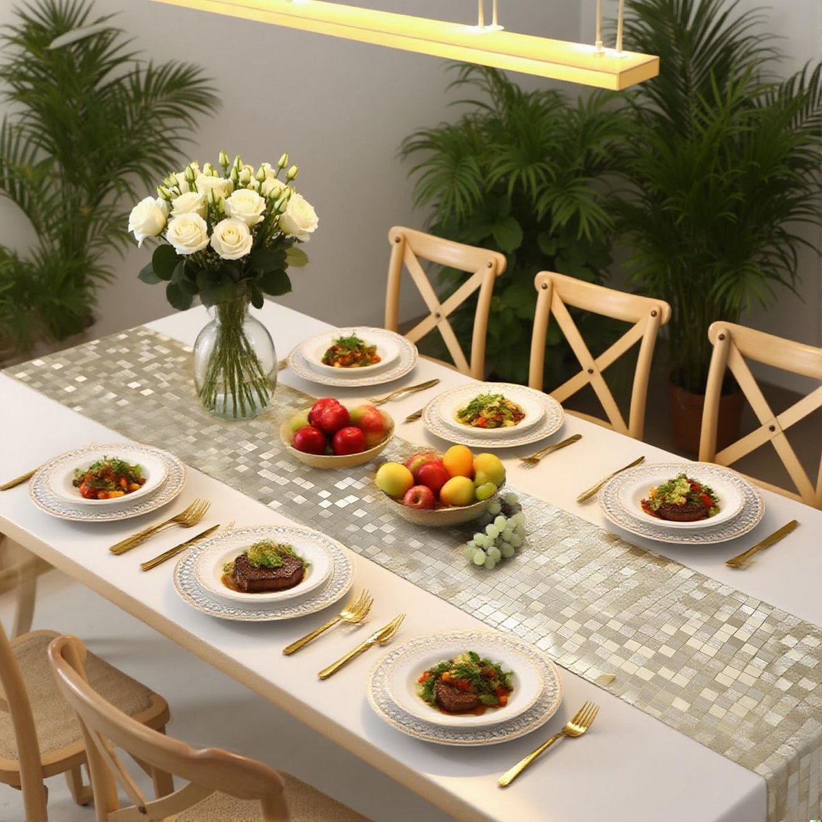 Gouden Geruite PVC Tafelloper voor Feestelijke Decoratie
