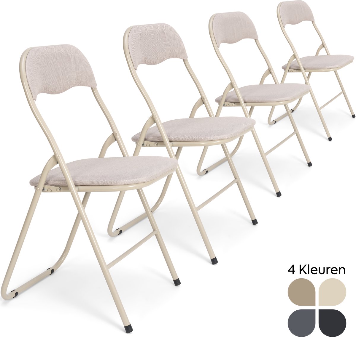 Trendy Meije® Nova Klapstoelen Set van 4 - Beige - Linnen - Inklapbaar - Zithoogte 45 cm - Opvouwbare Stoelen - Vouwstoel
