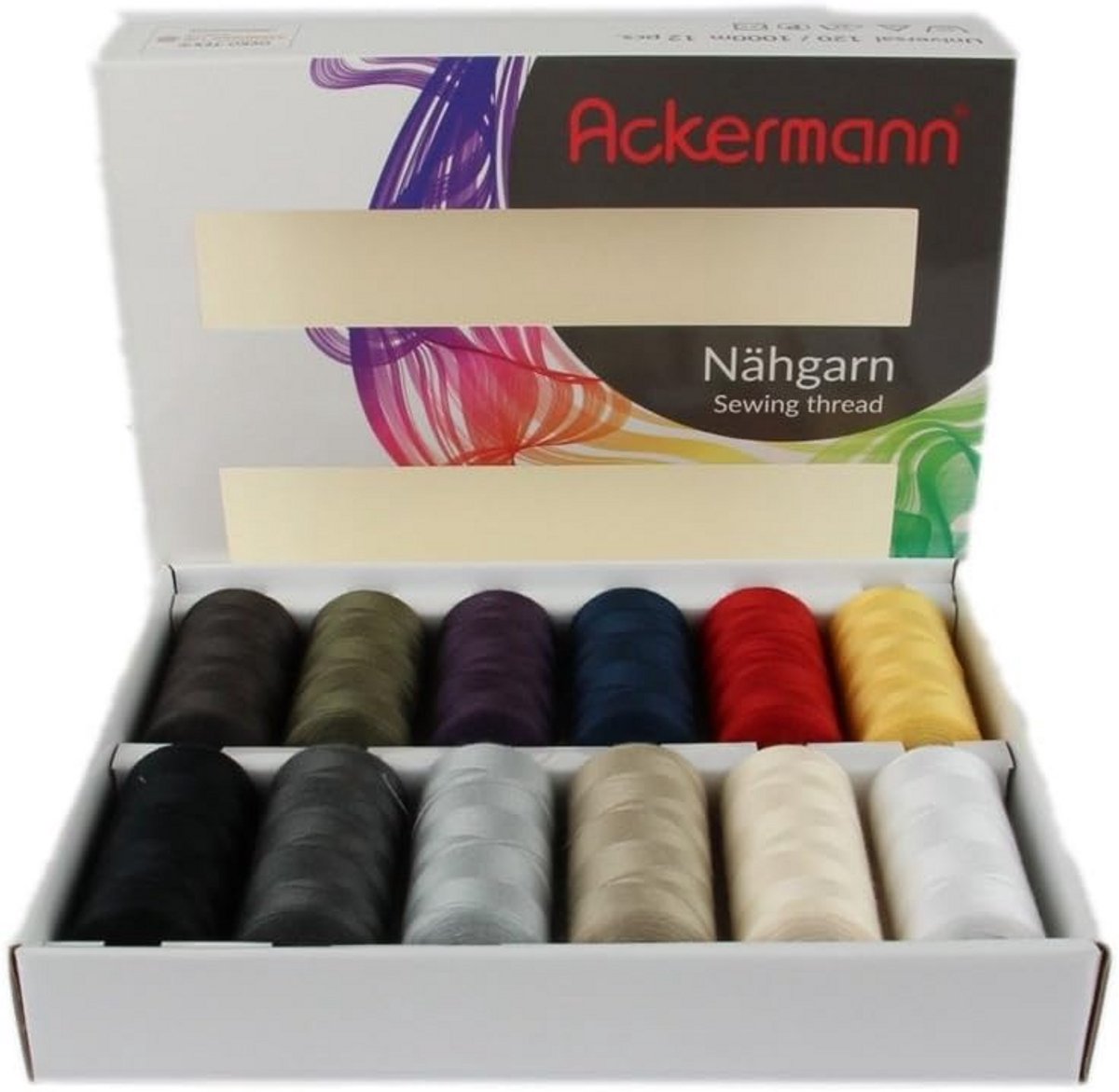 Set Van 12 Rollen Witte Polyester Naaigaren in Handige Opbergdoos