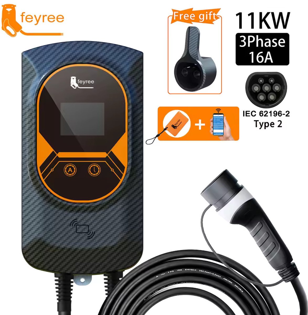 Feyree Laadpaal 3 Fase 11 kW - Slim Thuis Opladen