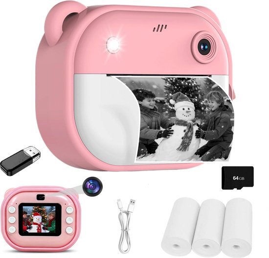 Kids Print Camera - Pocket printers - Mini cameraprinter - 1080P - Klik ...