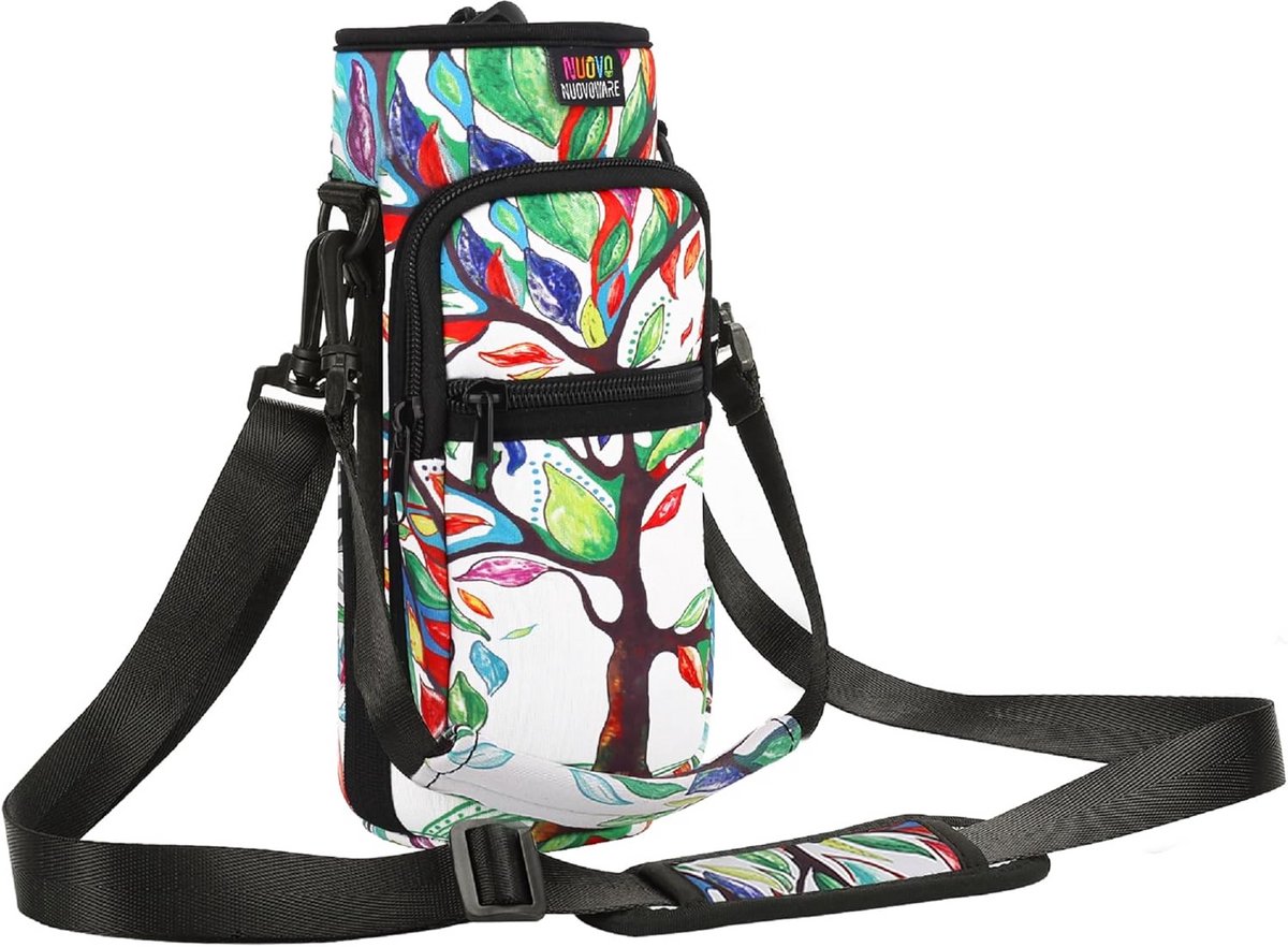 Draagbare Flessenhouder met Schouderriem - Neopreen Waterfles Tas voor Sport, Wandelen en Reizen