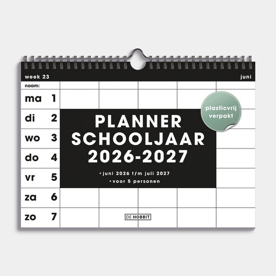 Hobbit - Familieplanner 2026-2027 - A4+ (22 x 29,7 cm) - Familie kalender - Spiraal gebonden - 5 personen - Basic