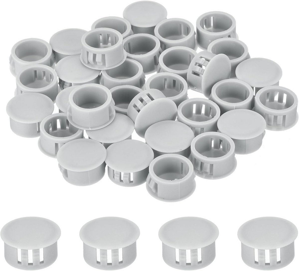 64x Gattoppers 18 mm Lichtgrijs Kunststof Ronde Pluggen voor Meubels en Buis