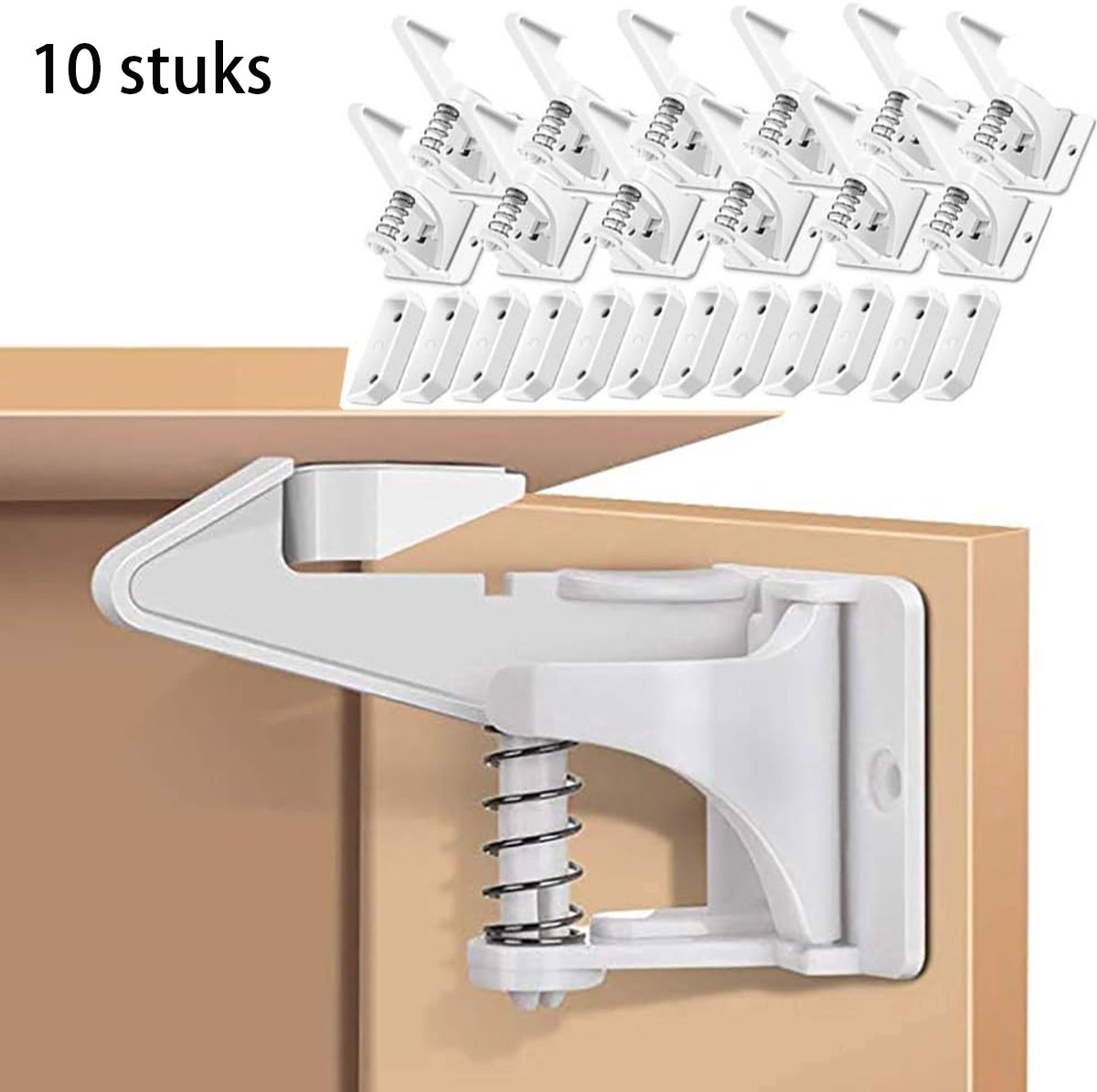 Kastbeveiliging Baby - 10 stuks - Kinderslot Kastjes - Veiligheidshaakjes - Kinderbeveiliging voor Kinderen - Kastslot Baby- Keukenkast beveiliging
