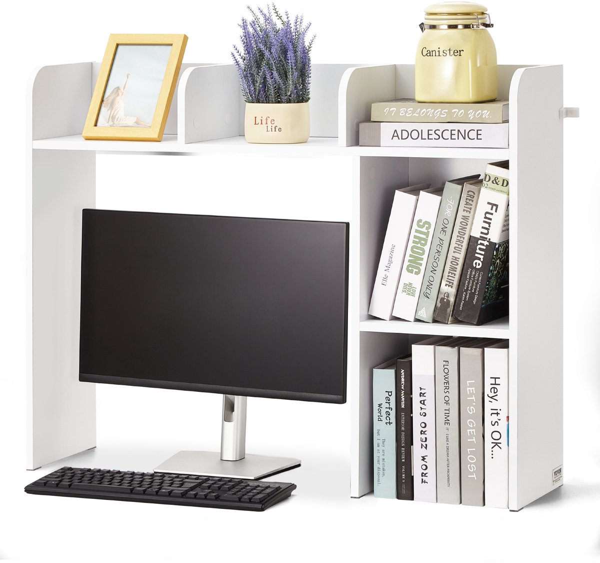 Vevor Bureau Plank Tafel Organizer Tafel Plank 2-Tier Spaanplaat Wit