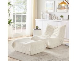 Sweiko Zitzak - Met voetenbank - Leesstoel - Eenpersoonsbank - Beige