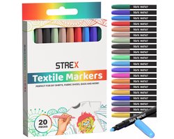 Strex Textielstiften - 20 stuks - Kleding Stiften - Textielmarkers - Textiel Stiften