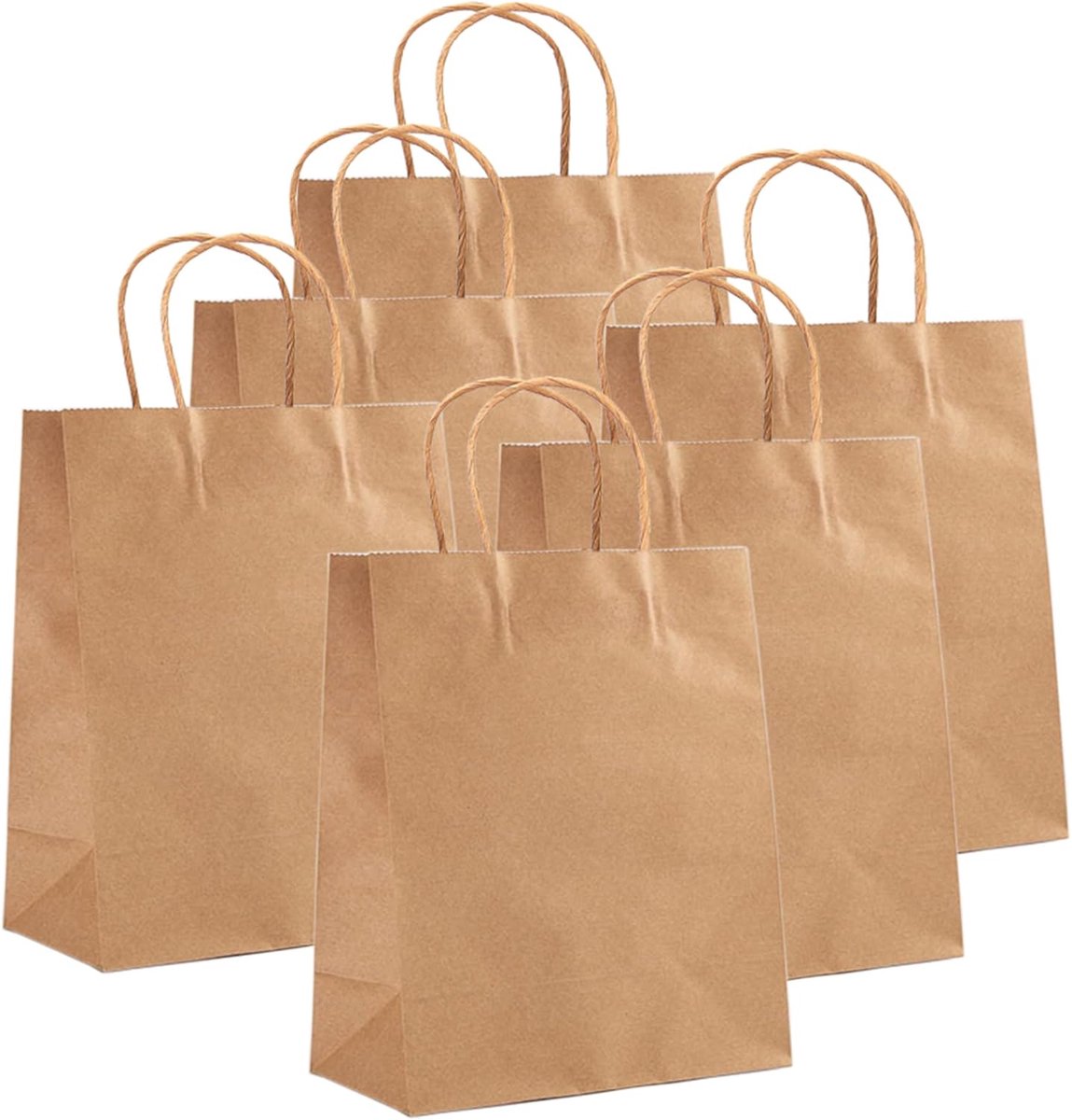 Imperatoris - Geschenktas - bruin - Cadeauverpakking - Cadeaupapier - Cadeautasjes - Papieren Tassen - Gift Bag - Met Handvat - Kraft Tas - 31 x 26 x 12 cm - 6 Stuks