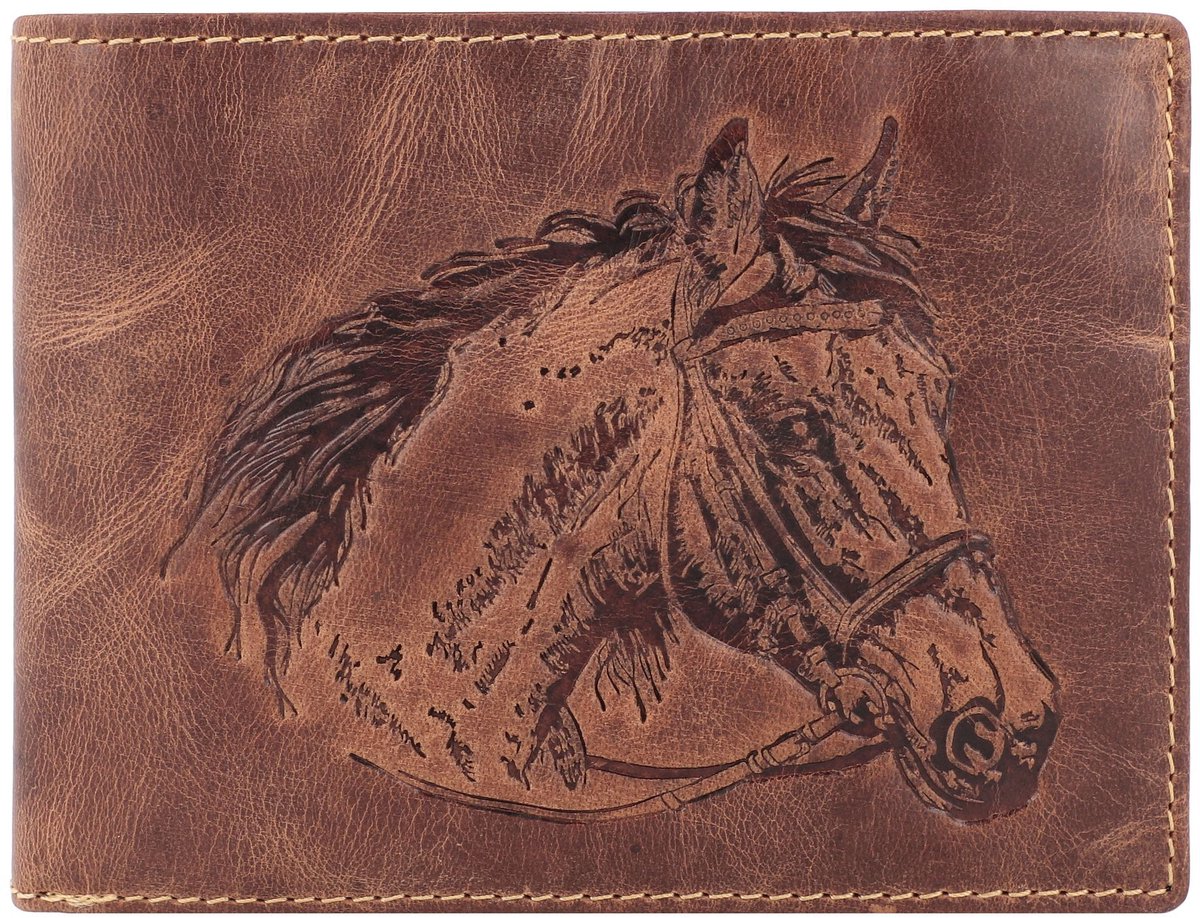 Greenburry Vintage Portemonnee Leer 12 cm - Jongens - Horizontaal - horse