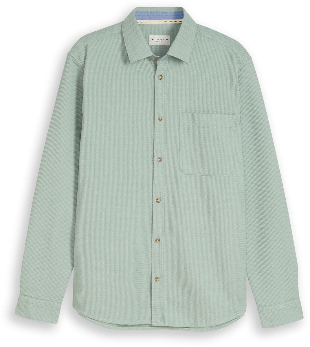 Tom Tailor - Regular fit overhemd met wafelstructuur - Maat XXL - soft greyish green