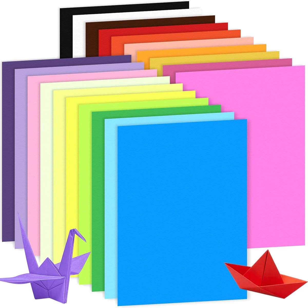 longziming - 100 Vellen Gekleurd Papier A4 - 21 x 29,7 cm - Dubbelzijdig Origami Papier - Voor Printers - DIY Knutselwerk - Kunstprojecten - Thuis En School - 20 Kleuren