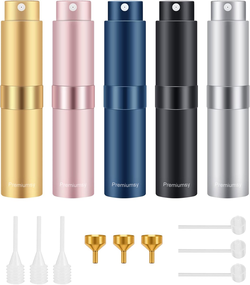 Premiumsy Parfumverstuiver Navulbaar - 5 stuks - Mini Parfum Flesje - Parfum Verstuiver Set - Parfumflesje - Reisflesjes 8 ML - Handbagage - Meerdere Kleuren