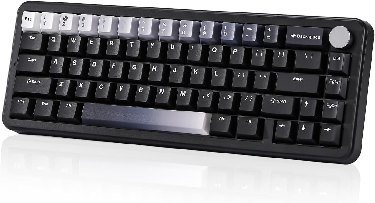 YUNZII B68 - Mechanisch Gaming Toetsenbord - RGB Verlichting - 65% Layout - Hot-Swappable - Cherry Profile - PBT Keycaps - Draadloos - Zwart