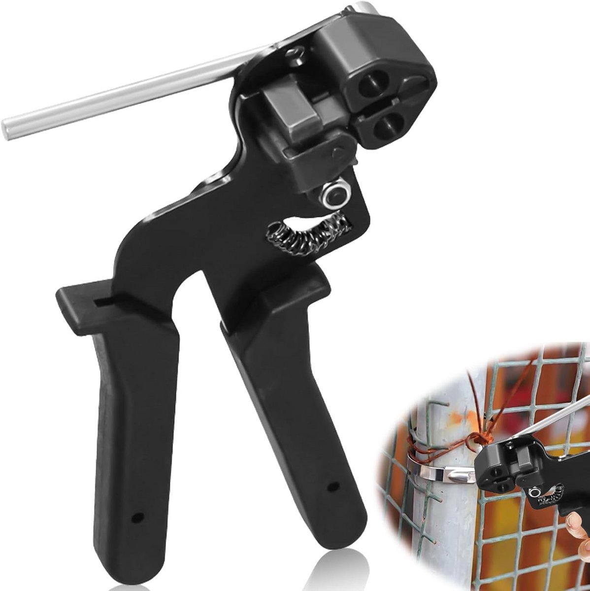 Kabelbindertang roestvrij staal automatisch met knipfunctie - metaal kabelbinderpistool compact lichtgewicht