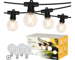 Latium IP65 Waterdicht Lichtsnoer 12m - Energiezuinig en Verlengbaar - Prikkabel - Lichtslinger Sfeerverlichting voor Buiten en Binnen - Warm Wit 2700K - 4 Extra LEDS