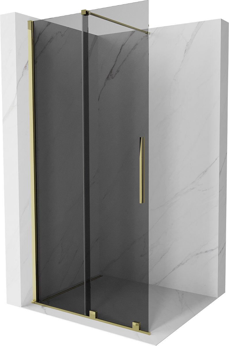 Mexen Velar schuifbare douchewand Walk-in 75 x 200 , grafiet 8 mm, goud - 871-075-000-43-50