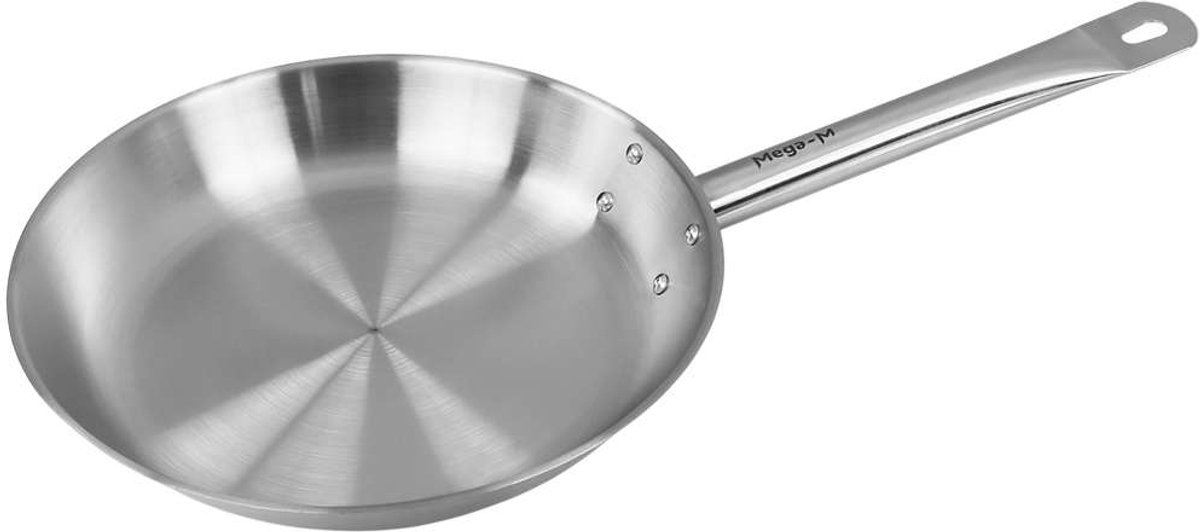 Mega-M Professionele Koekenpan - Ø 26 cm - RVS - Sandwichbodem - Geschikt voor Inductie, Gas en Keramisch - Ergonomische Koude Greep - Vaatwasserbestendig