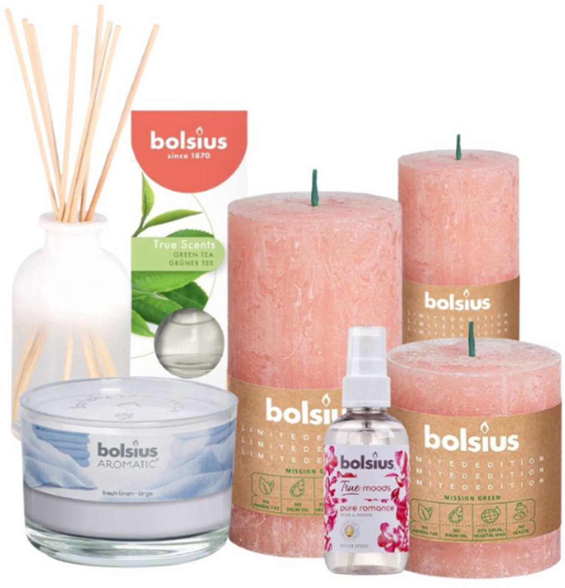 Bolsius Kaarsen Set – 7-delige Voordeelbundel Roze