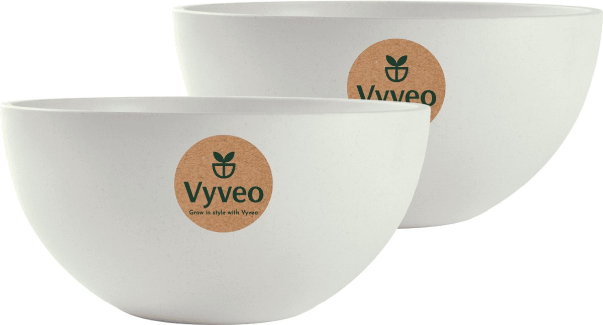 Vyveo - Bloempot Bolla - Set van 2 - 20x12 - Wit - Bloempot voor binnen en buiten - Lichtgewicht - Breukbestendig - Vorstbestendig - UV-bestendig
