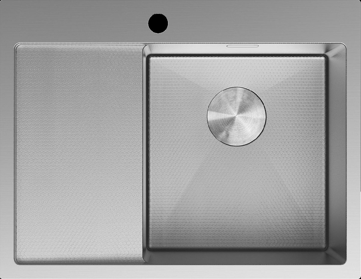 Mexen Exar 1-kamerige roestvrijstalen gootsteen met afdruiprek, rechts 620 x 480 , inox HC - 6432621005P-01HC