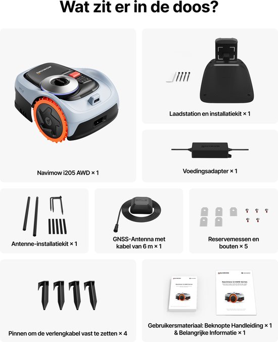 Segway Navimow i206 AWD - Robotmaaier - NRTK + Vision - Zonder Grensdraad & Zonder Antenne - Snelste & eenvoudige Installatie - 600m² - driewielaandrijving - 45% Helling - AI Obstakelvermijding -Super Stil 59dB-3 Jaar Garantie