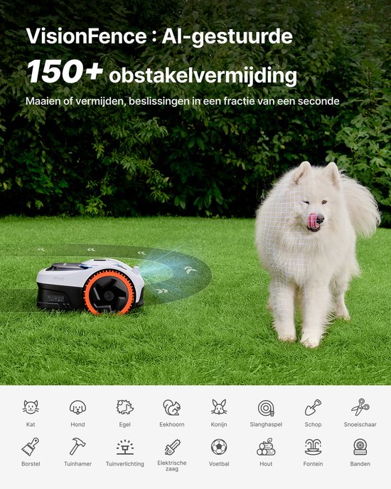 Segway Navimow i206 AWD - Robotmaaier - NRTK + Vision - Zonder Grensdraad & Zonder Antenne - Snelste & eenvoudige Installatie - 600m² - driewielaandrijving - 45% Helling - AI Obstakelvermijding -Super Stil 59dB-3 Jaar Garantie