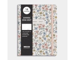 Hobbit - 18 Maanden Agenda 2026-2027 - 1 week op 2 pagina's - Harde Kaft - Ringband Agenda - ±A4 (20,5 x 26,5 cm) - Bloemen Outline