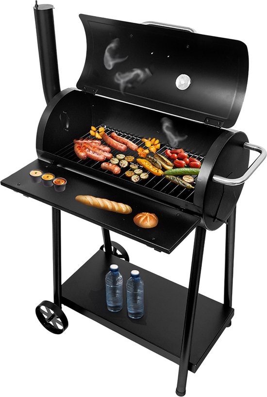 Mega-M Barrel - Houtskoolbarbecue - Met schoorsteen - Ingebouwde thermometer - Dubbel grillrooster van Merkloos — afbeelding 3