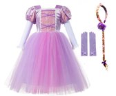 Het Betere Merk prinsessenjurk meisje - verkleedkleren meisjes - haarvlecht - handschoenen- maat 100 (92/98)