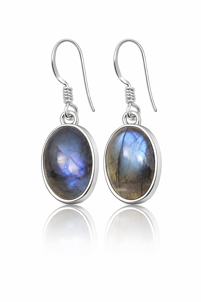 Natuursieraad - 925 sterling zilver labradoriet oorhangers oorbellen - boho edelsteen sieraad - natuursteen