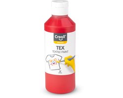 Creall Tex - Textiel- & Stoffenverf - Rood - 250ml - Machine wasbaar na fixatie - Voor T-shirts, jeans, schoenen, stoffen tassen, meubels en auto-interieurs/hemelbekleding - Gemaakt in NL - Glutenvrij
