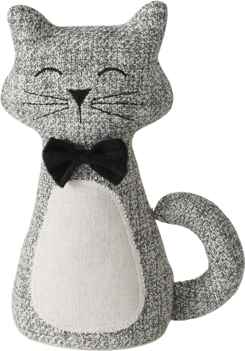 Boltze - Deurstopper - Deurstop - Kat - Poes - Kitty - Zwarte Strik - 28x9cm