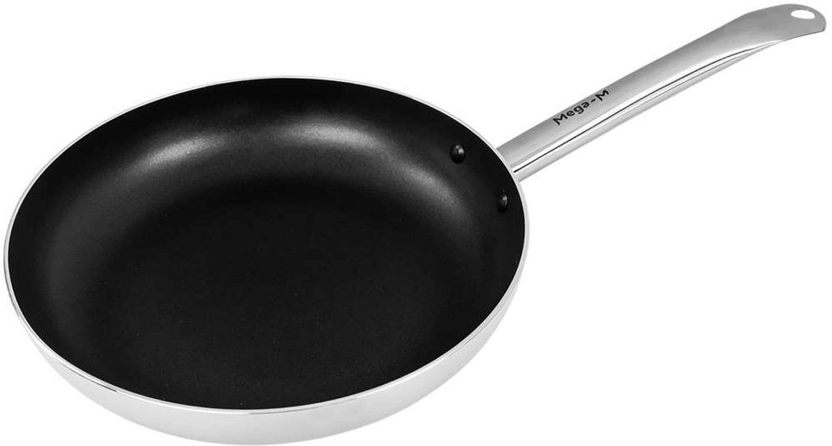 Mega-M Professionele Koekenpan met Antiaanbaklaag - Ø 26 cm - Aluminium - Geschikt voor Inductie, Gas en Keramisch - RVS Handgreep - Duurzaam & Functioneel