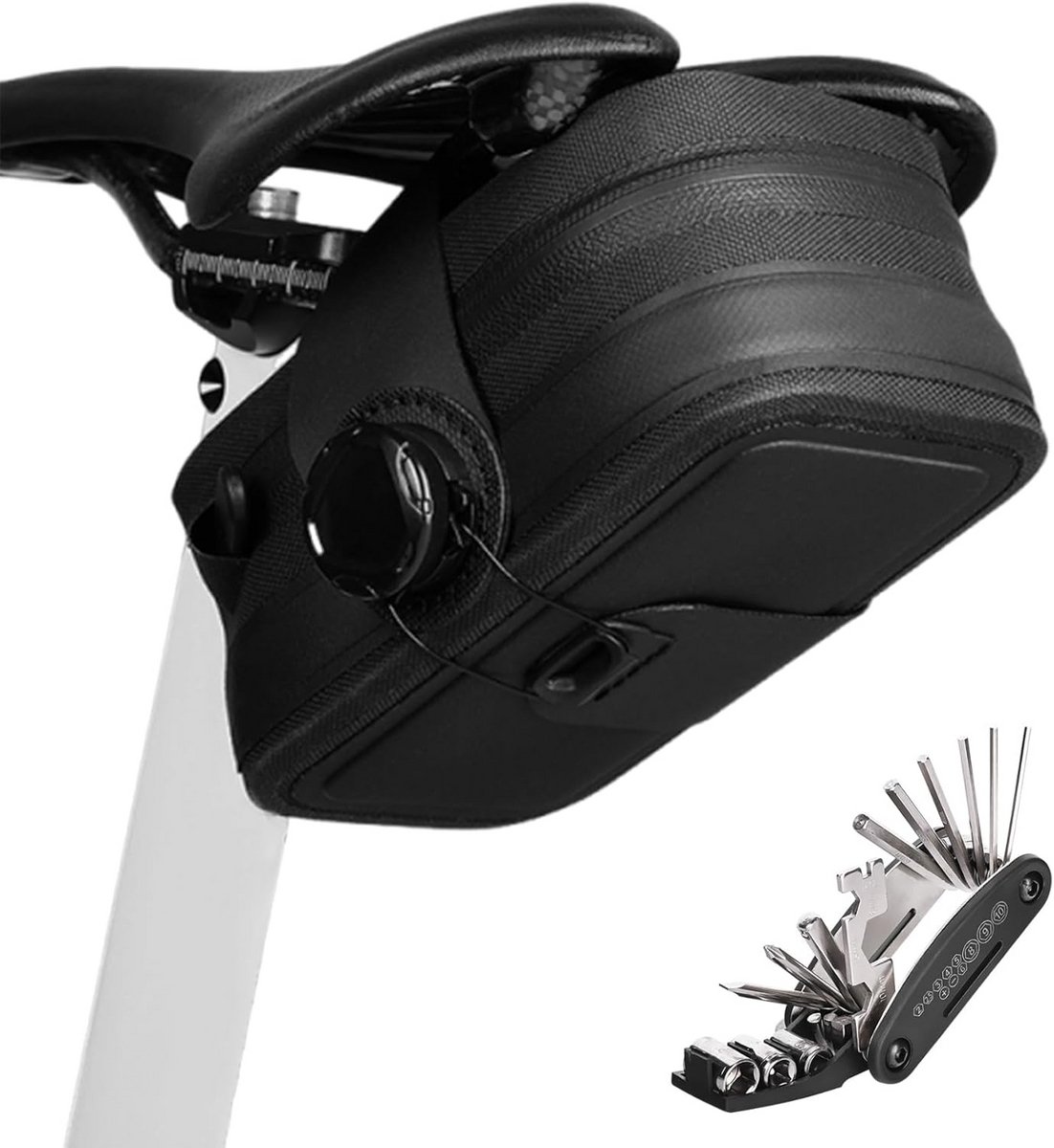 Waterdichte Fietsziteltas met Twist Sluiting en 16-in-1 Multitool