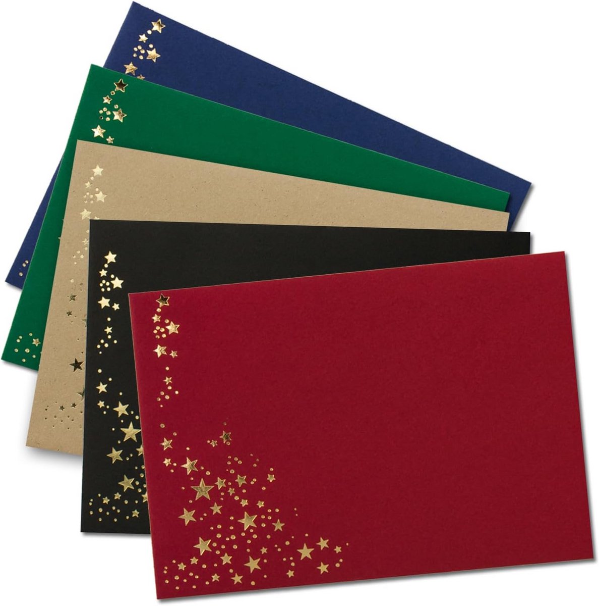 500x C6 Enveloppen Kleurenmix met Gouden Sterrenregen 114x162mm Gegomd