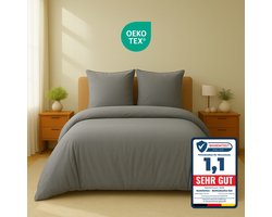 Komfortec Premium Dekbedovertrek 240x220 cm + 2x Kussensloop 80x80 cm - Geborsteld 100% Polyester Microvezel 120 g/m² - 3-Delige Superzachte Beddengoedset - Grijs