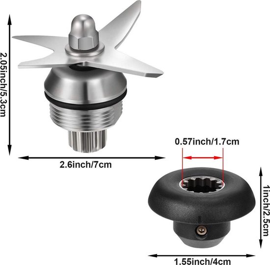 Geschikt voor Vita-Mix mixer 2-delige waaierconstructie, 4-blads, droog-/natijswaaierconstructie, Geschikt voor Vitamix 5200 serie. van Waring — afbeelding 2