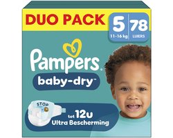 Pampers Baby-Dry Maat 5 - 78 Luiers - 11kg-16kg - Tot 100% lekvrij & comfortabele nacht