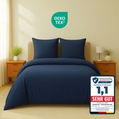 Douceur d'Intérieur, Parure de Lit 3 Pièces (240 x 220 cm) Cleo Bleu Nuit, Microfibre Unie