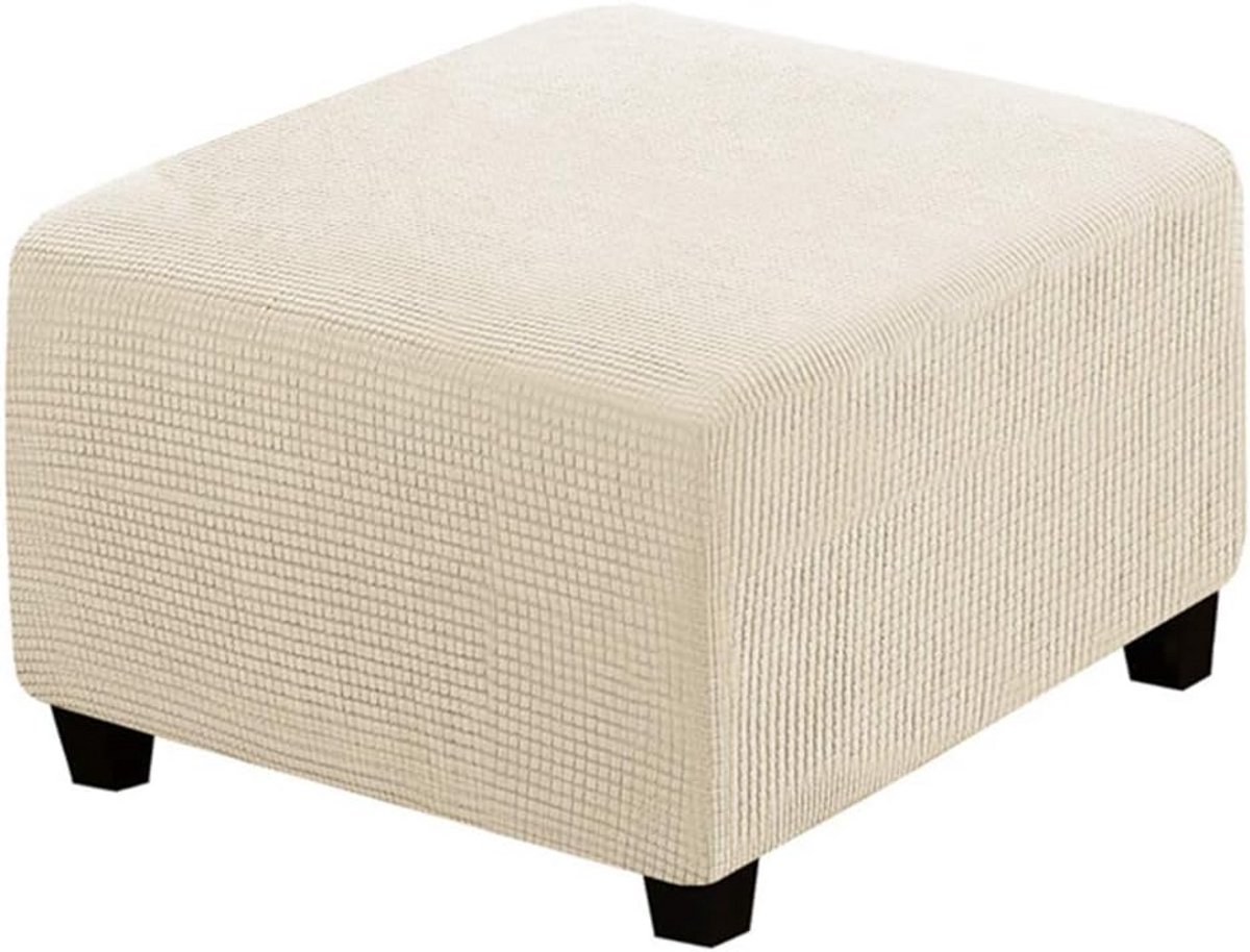 Vierkante en rechthoekige voetenbankhoes in beige - stretchhoes voor poufs en ottomans