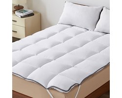 CASABEL Zachte Matras Topper 160 x 200 cm Ademende Microvezel met Witte Bies