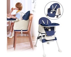 Froadp Multifunctionele kinderstoel Kinderstoel Kinderstoel voor baby's Combi-kinderstoel In hoogte verstelbaar met 4 wieltjes, 3-voudig tafelblad & afneembare zitting, voor kinderwagens - Type B Blauw