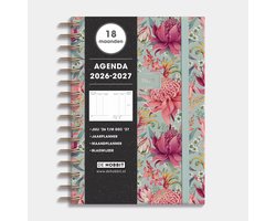 Hobbit - 18 Maanden Agenda 2026-2027 - 1 week op 2 pagina's - Harde Kaft - Ringband Agenda A5 (14,8 x 21 cm) - Tropische bloemen