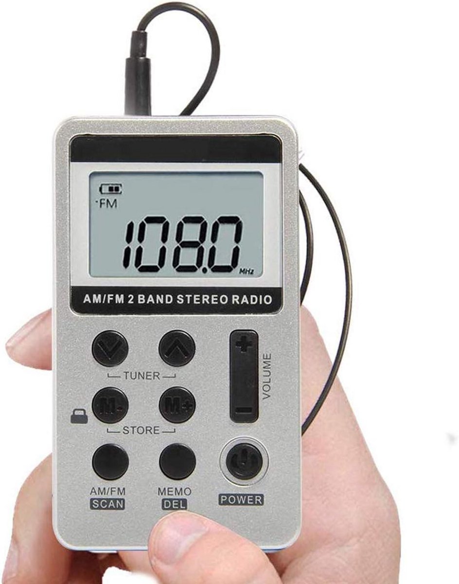 Draagbare Mini AM FM Zakradio met Oplaadbare Batterij en LCD Display