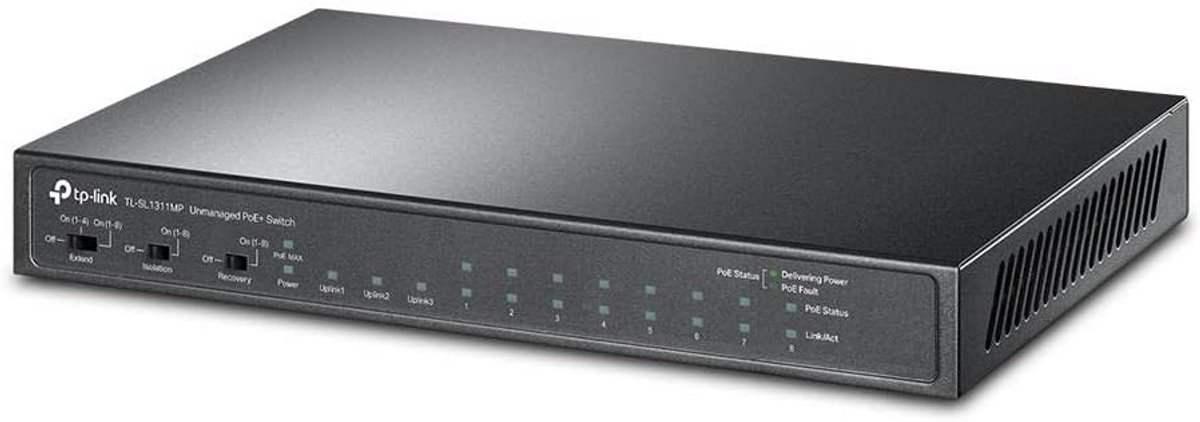 10 Poorts Desktop Netwerk Switch met 8x PoE+ | Fast Ethernet & Gigabit Poorten