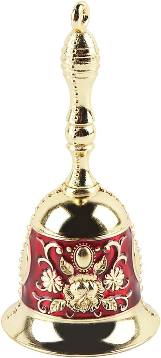 Handbel - Kerstdecoratie - Tafelklok - Bruiloftsklok - Aanbiddingsbel - Meditatiegebedsbel - Dierenhuid bel - Signaalbel - Koperlegering - Roodgoud - 11 x 5,3 cm