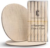 Castagnola Placemats - Placemat van Kunststof - Onderlegger - Onderzetter - Placemats Plastic en PVC - 6 Stuks - Diameter 37cm - Beige