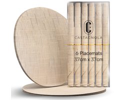 Castagnola Placemats - Placemat van Kunststof - Onderlegger - Onderzetter - Placemats Plastic en PVC - 6 Stuks - Diameter 37cm - Beige