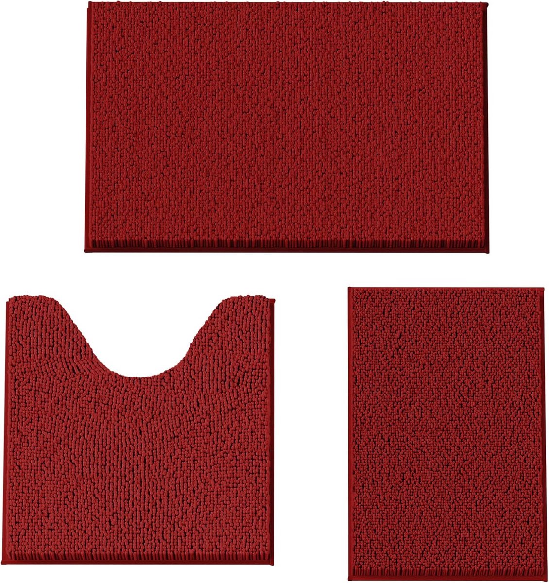 3-delige Badmatset Zacht en Antislip voor Badkamer, Douche en Toilet - Chenille Absorberen